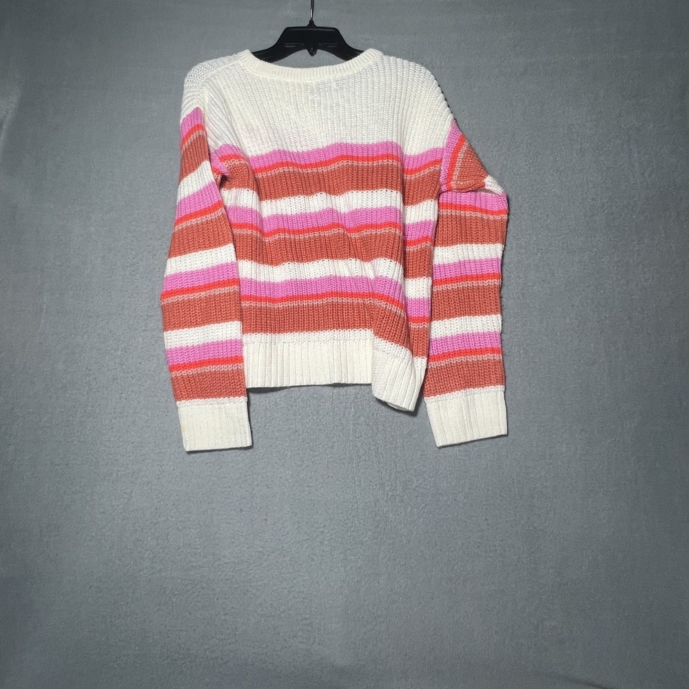 SO Women's Plus Size 16 White Pink Orange Striped Ribbed Knit Sweater Pullover - Picture 6 of 6